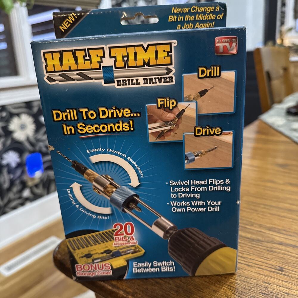 Half Time Drill Driver Set Multi Function Screwdriver with Bonus Case New in Box